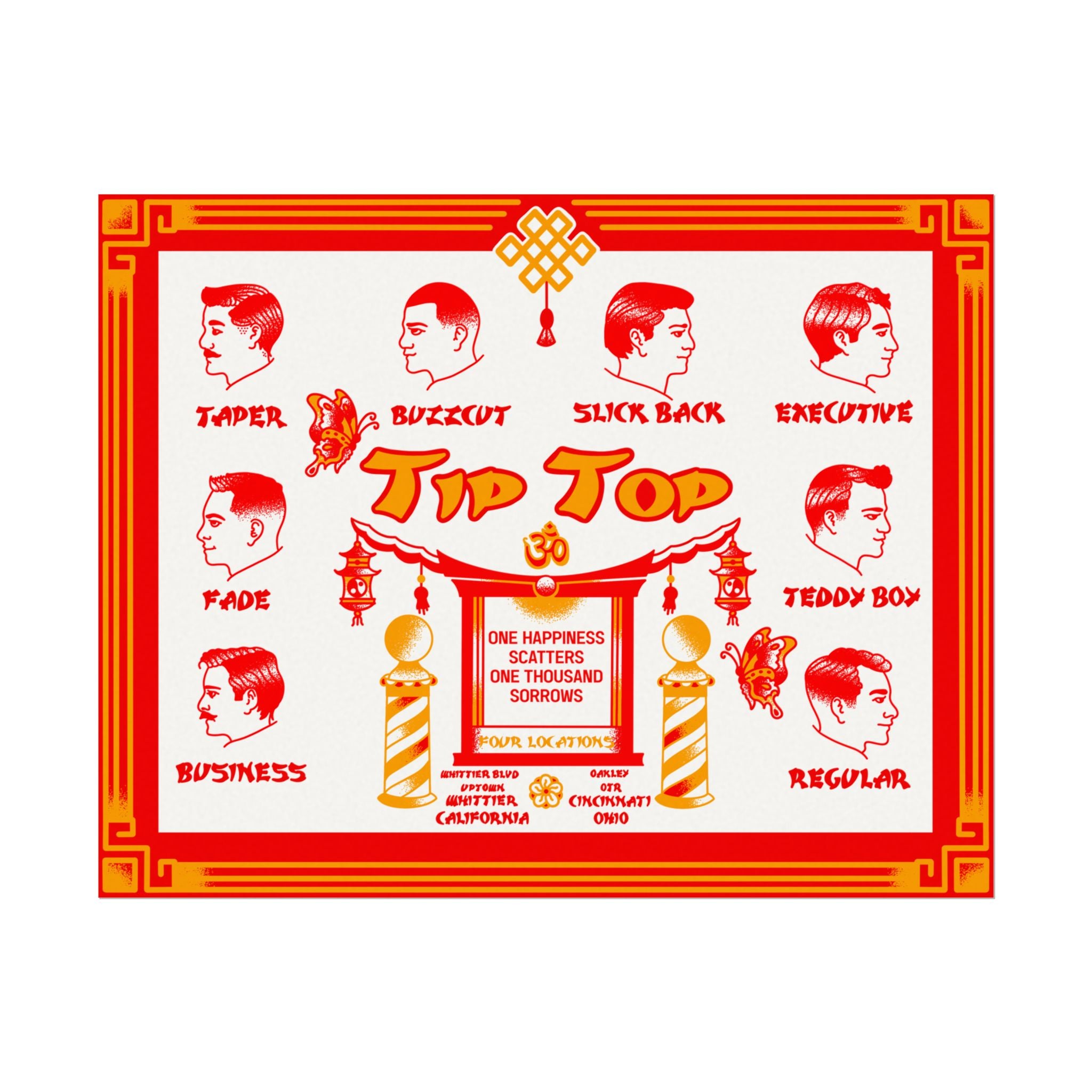 Tiger Driver x Tip Top Vintage Barber Hairstyles Poster — Matte Watercolor
