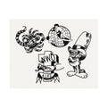 Pro Wrestling Tattoo Flash Sheet Poster — Matte Watercolor