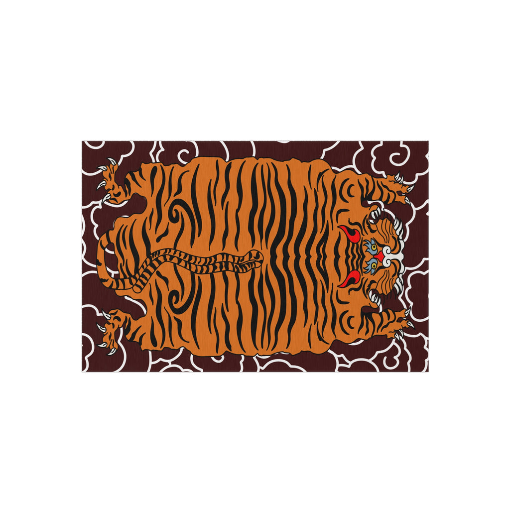 Tiger Rug Outdoor Mat — Bold Vintage Tiger Design Patio & Porch Rug