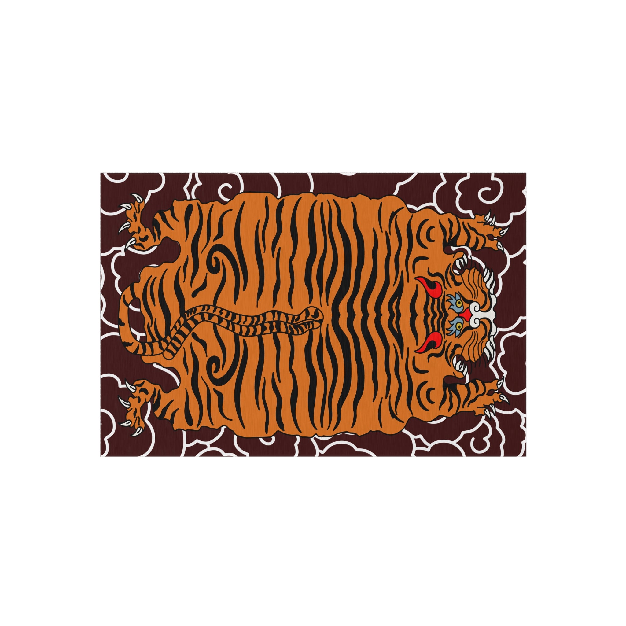 Tiger Rug Outdoor Mat — Bold Vintage Tiger Design Patio & Porch Rug