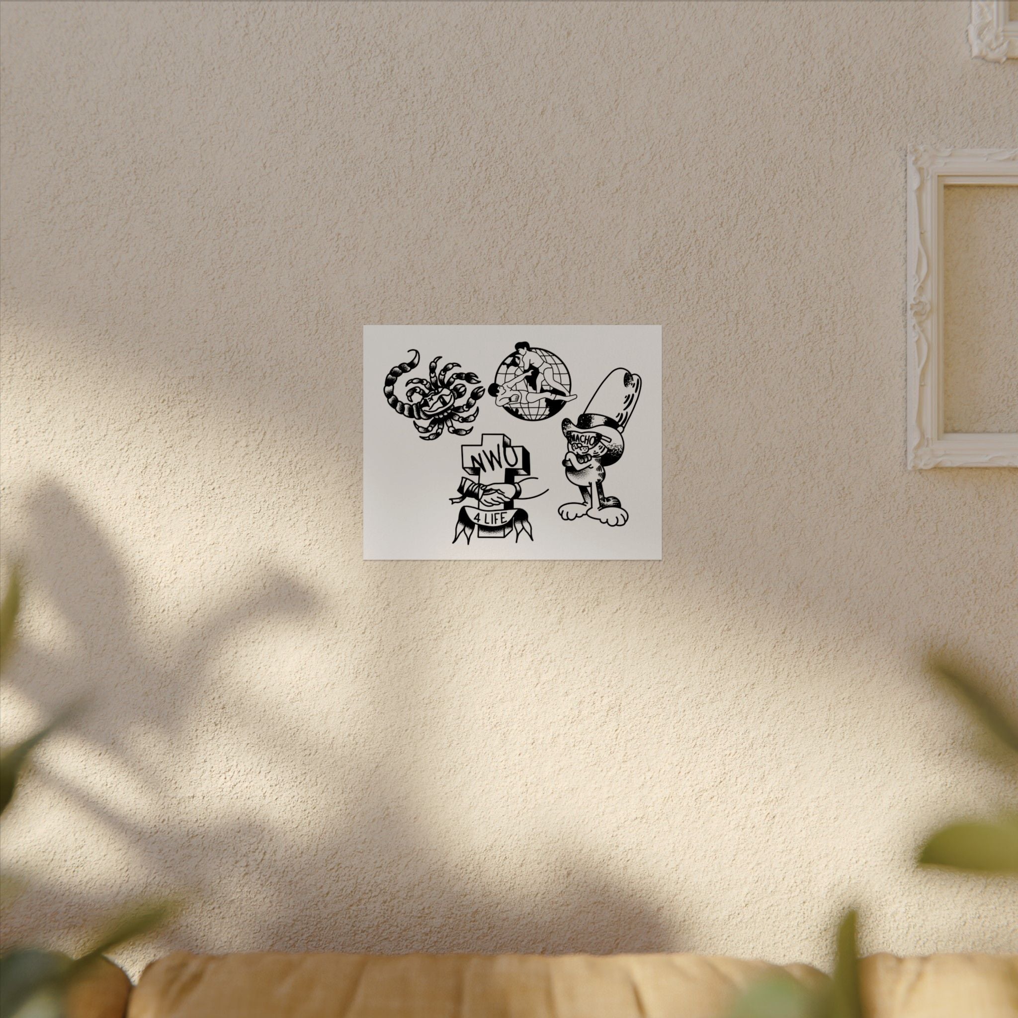 Pro Wrestling Tattoo Flash Sheet Poster — Matte Watercolor - alternate view